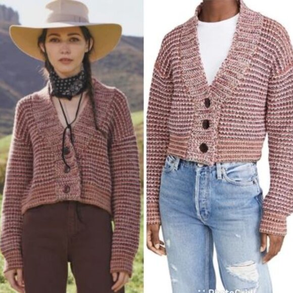 The Great. The Cropped Montana Cardigan Mixed Weave Sz 1 (S) - Picture 1 of 8